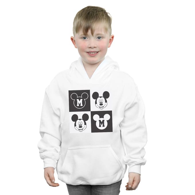 Disney Jongens Mickey Mouse Smiling Squares Hoodie (Wit)