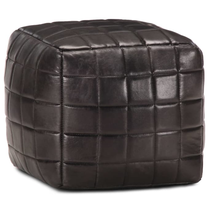 vidaXL - Poef - 40x40x40 - cm - echt - geitenleer - zwart