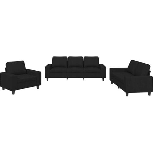 vidaXL - 3-delige - Loungeset - stof - zwart
