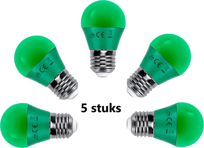 G45 kogellamp 5 stuks | E27 LED lamp 4W=30W gloeilamp | groen licht