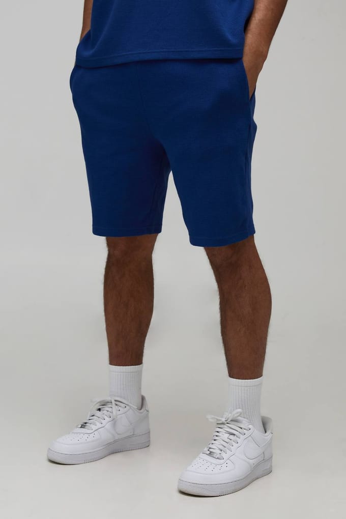 Slim Fit Waffle Shorts | Navy | Size Medium