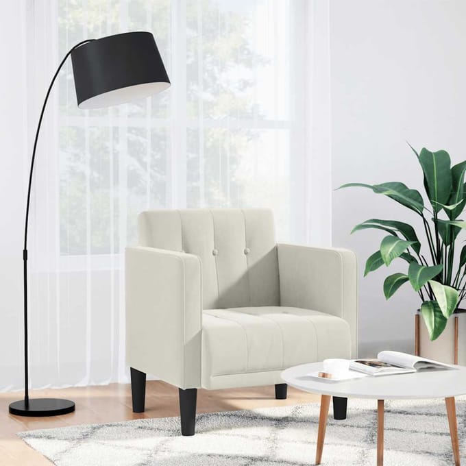 vidaXL - Fauteuil - met - armleuningen - crème - 53 - cm - fluweel