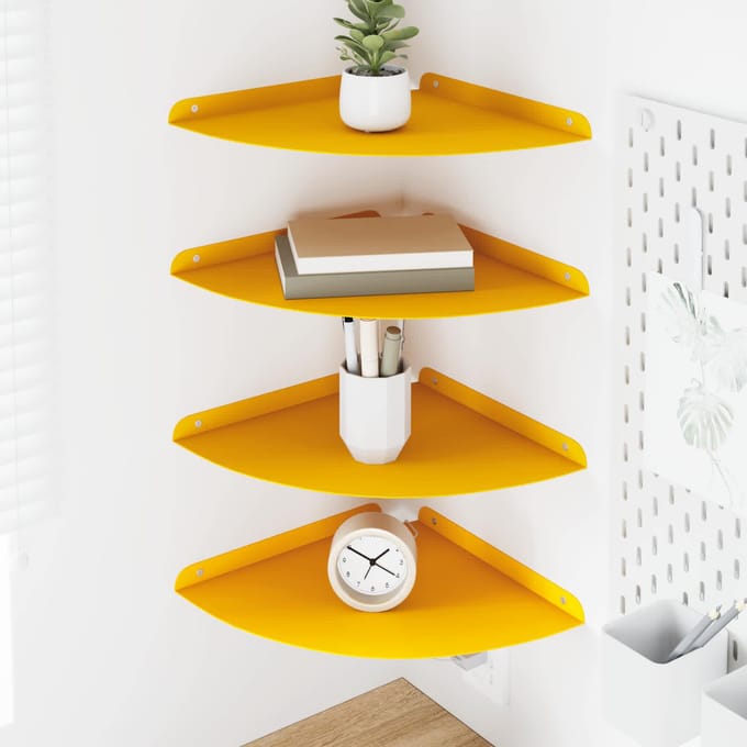 vidaXL - Hoek - Plank - 4 - st - Mosterdgeel - 30 - x - 30 - x - 2 - cm