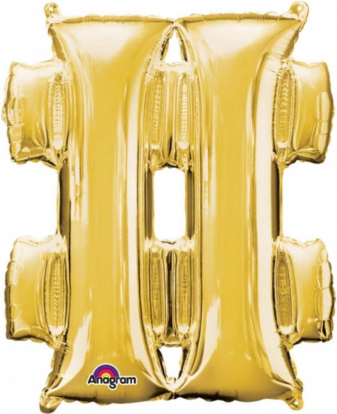 AMSCAN - Goudkleurig hashtag symbool ballon