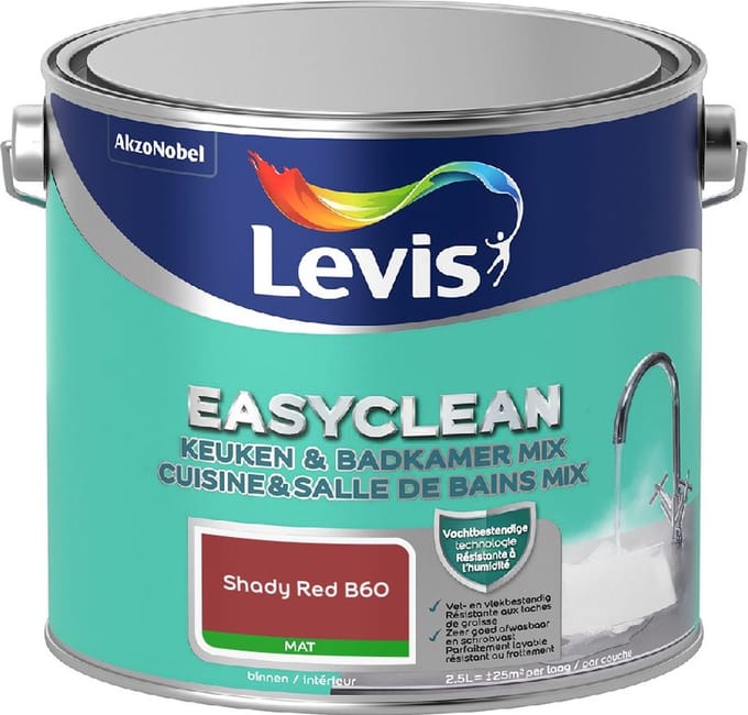 Levis - Easyclean Keuken & Badkamer Mix - Shady Red B60 - Mengverf - 2,5 L