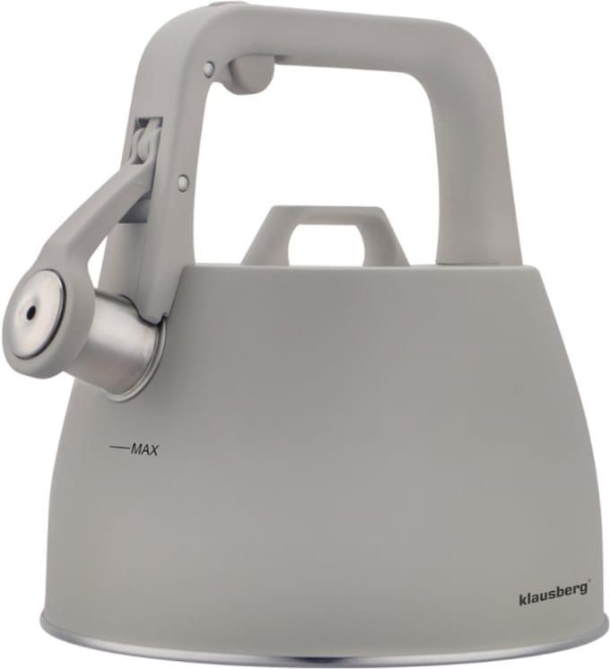 Klausberg 7916 - Fluitketel met fluit - 2.5 liter - RVS - Grijs
