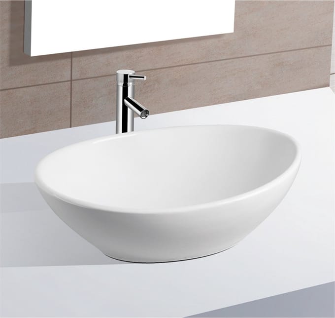 Waskom Boss & Wessing Opbouw Keramiek Ovaal 40.5x33x14.5 cm Wit