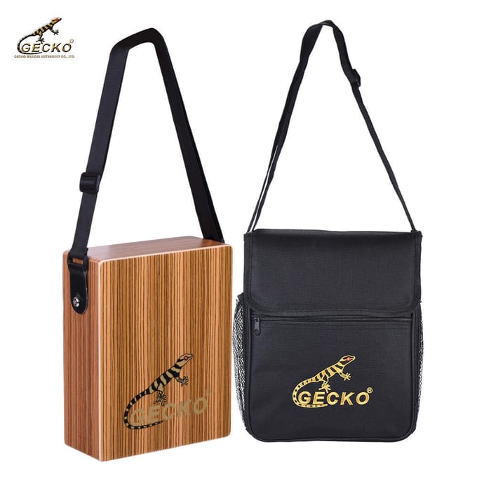 GECKO C-68Z Draagbare Cajon Box Drum Hand Drum Houten Percussie Instrument met Riem Draagtas black