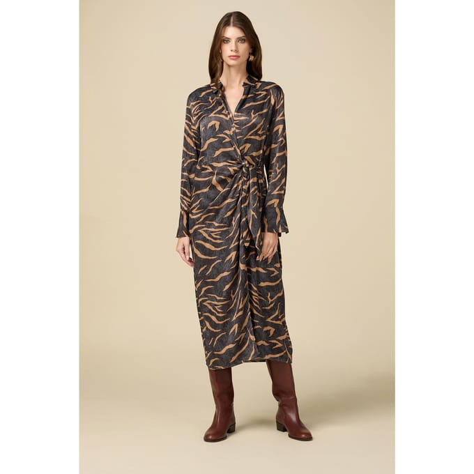 Oltre Wrap Midi Dress Grey Maat: 40 | Blousejurken Outlet | Dames | Grijs
