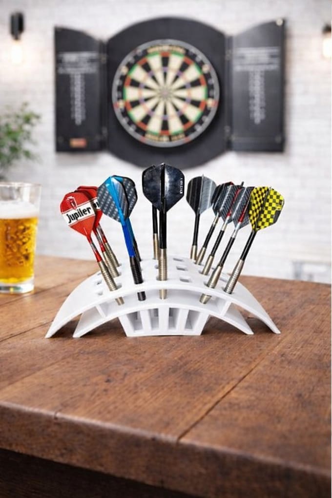 Dartpijlhouder – Geschikt voor 5 Sets Darts – Stabiele Tafelhouder – Wit Design