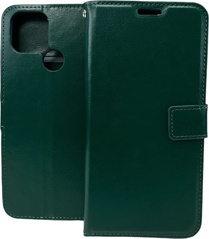 Portemonnee Book Case Hoesje Geschikt voor: Oppo A15 - Groen