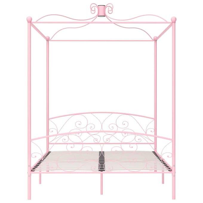 vidaXL - Hemelbedframe - metaal - roze - 160x200 - cm