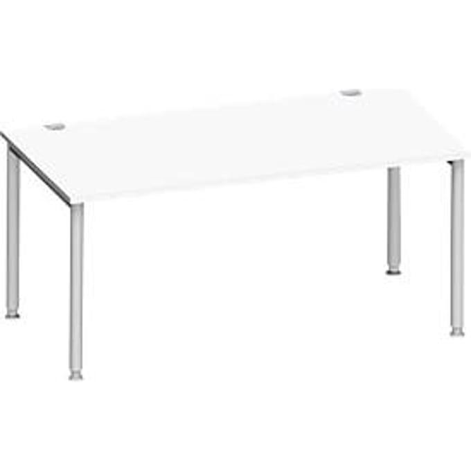 Schäfer Shop Genius bureau MODENA FLEX, 4-poots ronde buis, B 1600 x D 800 mm, wit/blank aluminium