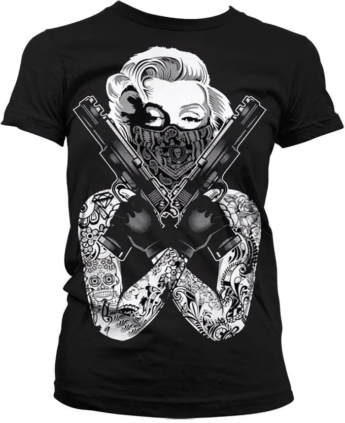 Marilyn Monroe Dames T-shirt met gangsta-pose en girly-look AB-5-17543-L134