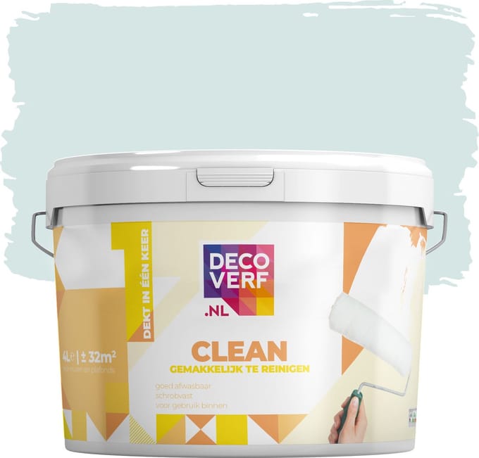 Decoverf clean muurverf ijsblauw, 4L