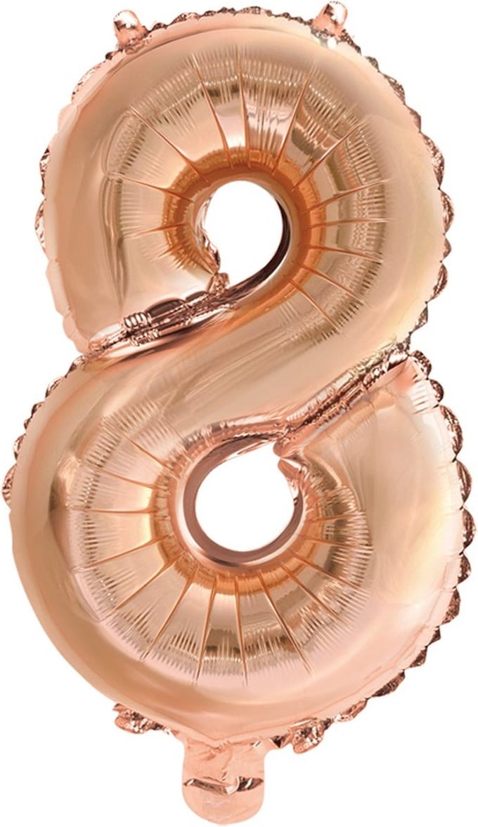 Folie Ballon Cijfer 8 Rose goud 41 cm