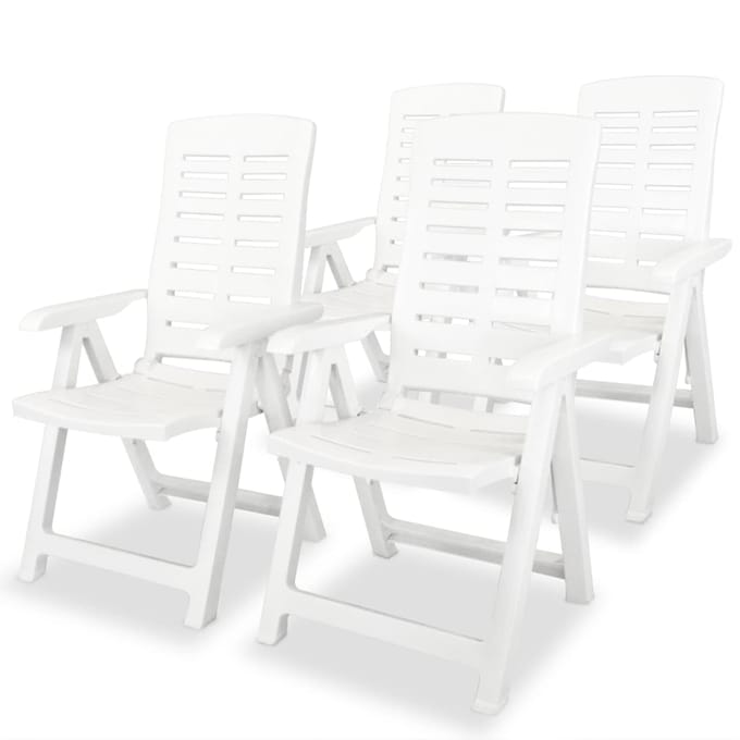 vidaXL - Verstelbare - klapstoelen, - 4 - stuks, - wit - plastic