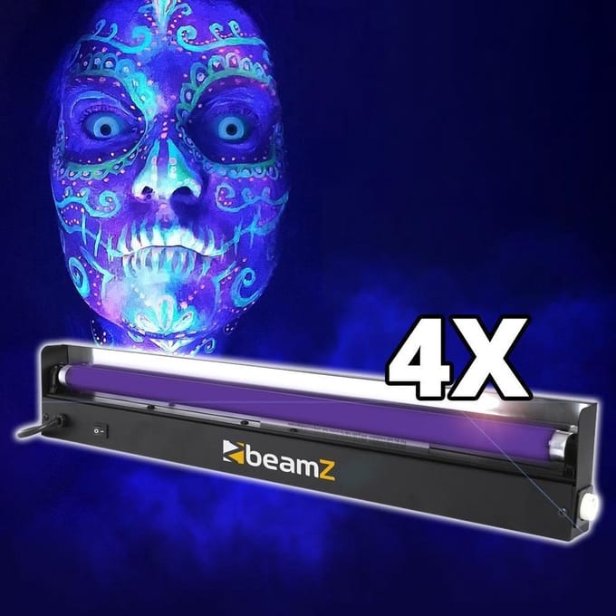 Halloween TL Blacklight set - 4x 60cm TL Blacklight in armatuur