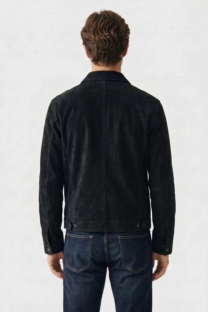 John Varvatos Dundy Jacket - Zip Closure Velvet Jacket Charcoal Größe: 46 | Lederjacken Outlet | Herren | Schwarz