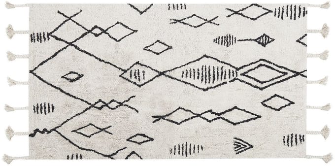 KEBIR - Laagpolig vloerkleed - Gebroken wit - 80 x 150 cm - Katoen