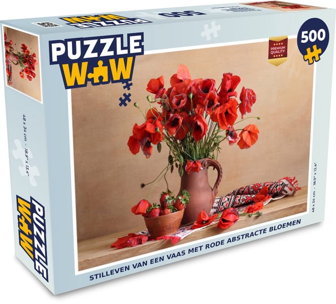 Puzzel Stilleven - Bloemen - Bladeren - Legpuzzel - Puzzel 500 stukjes