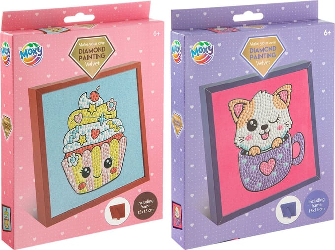 Moxy Diamond painting velvet met frame 15x15cm assorti.