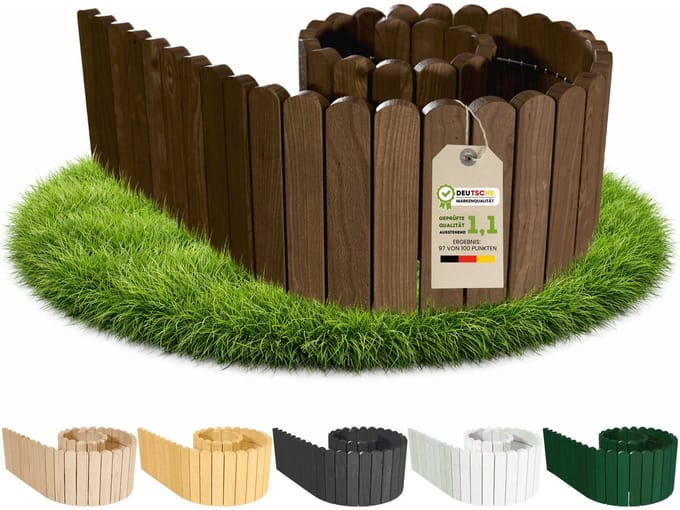 Floranica Flexibele Palissade Borderrand Gazonrand Perkrand 30 x 200 cm Bruin Bloembedrand hout geïmpregneerd