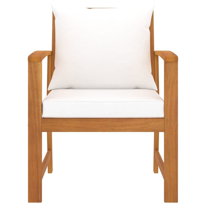vidaXL Tuinstoelen 2 st met crèmekleurige kussens acaciahout