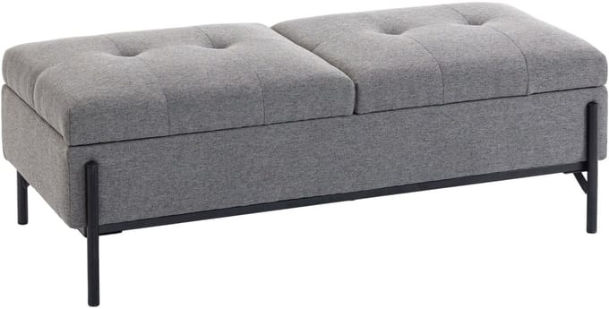 HOMCOM Opberghocker-Linnenstof (100 % Polyester), metaal-117L x 50B x 44H cm-Grijs