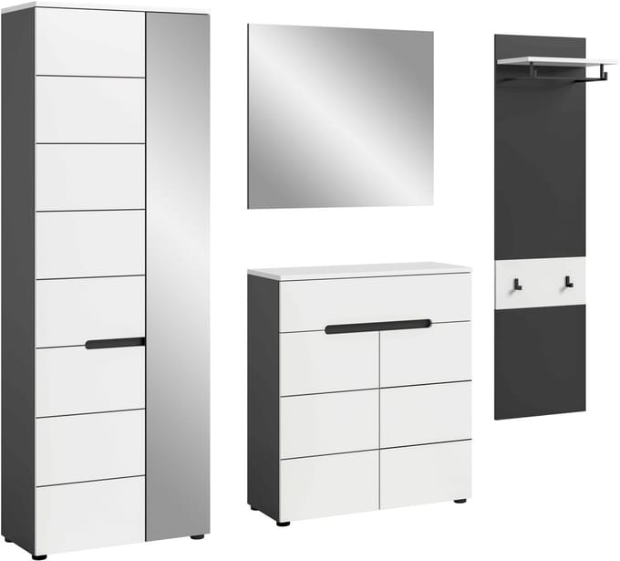 Canu kledingkastcombinatie wit NB Basaltgrijs NB - 37x220x190cm