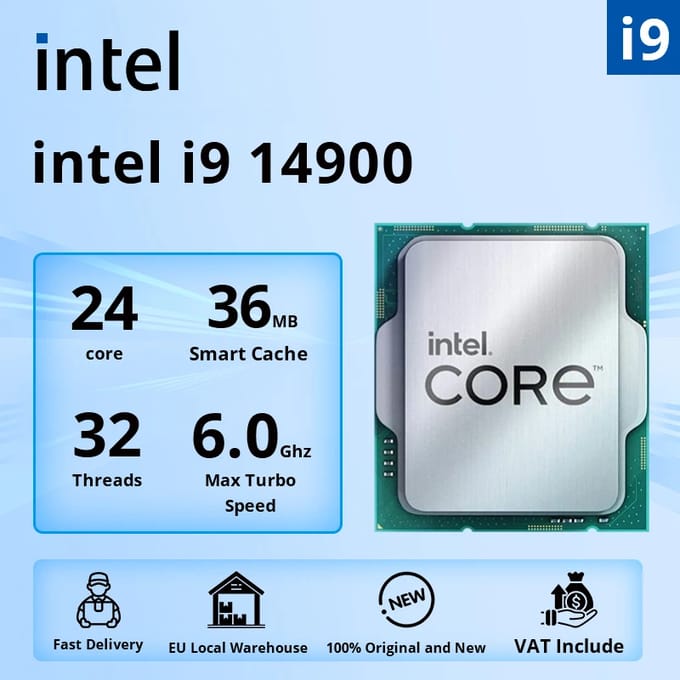 Intel Core i9 14900 Boxed - Desktop processor - CPU - 24 core - 2GHz-5,8GHz - Socket 1700 - Inclusief koeler