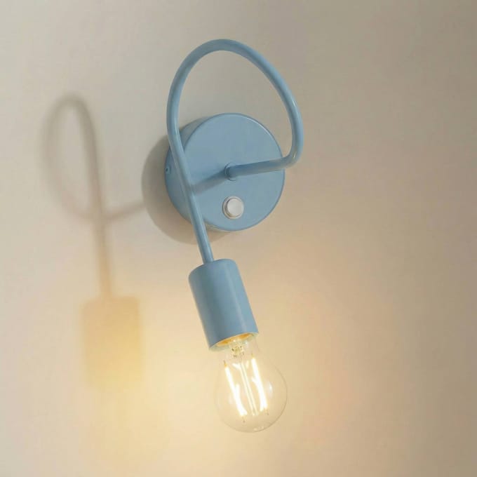 HELAM wandlamp Oxford, blauw, metaal, 1-lamp, E27, schakelaar