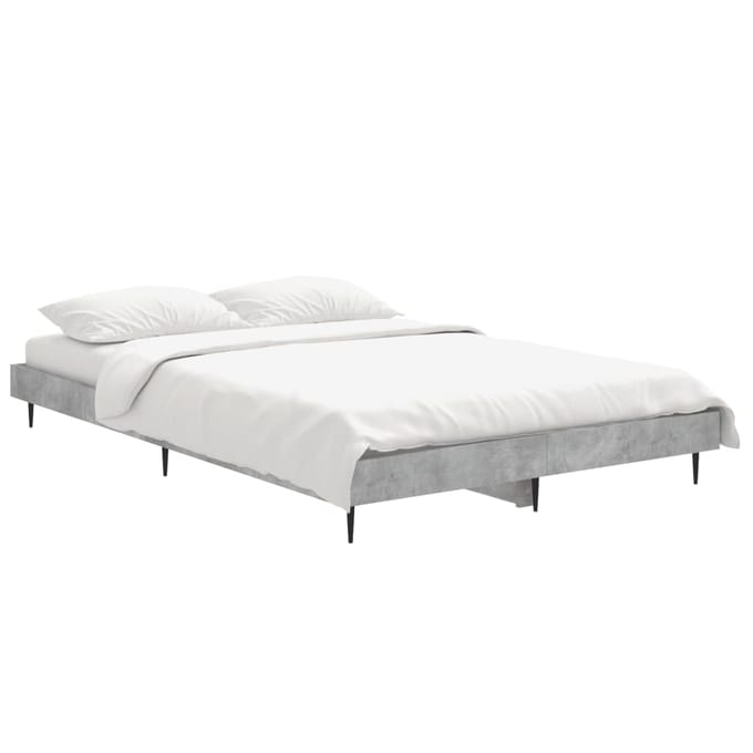 vidaXL - Bedframe - bewerkt - hout - betongrijs - 120x190 - cm