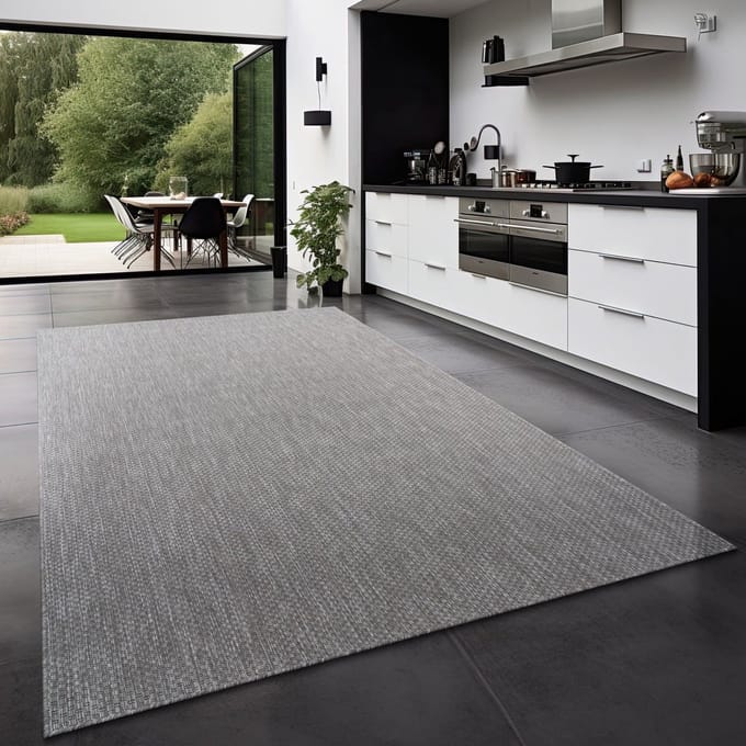 Tapijt Buiten Woonkamer Eetkamer Balkon Weerbestendig 80 x 250 cm Rechthoek 80 x 250 cm Rechthoek grijs