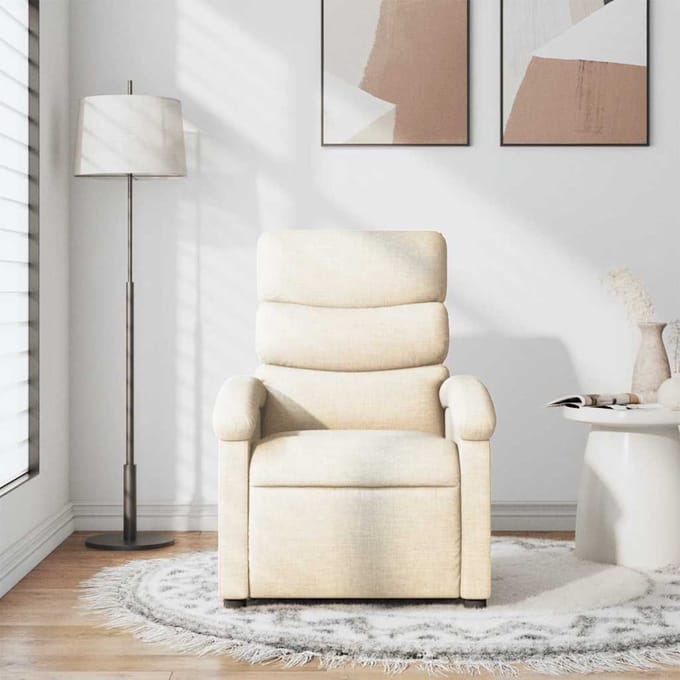 vidaXL - Fauteuil - verstelbaar - stof - crèmekleurig