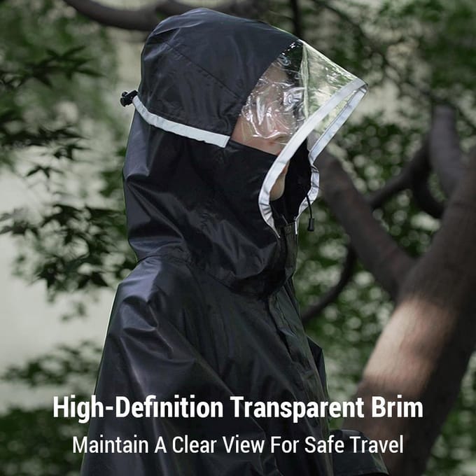 Manteau de pluie imperméable à capuche, Poncho de pluie léger et réutilisable pour la randonnée et le Camping Type C noir