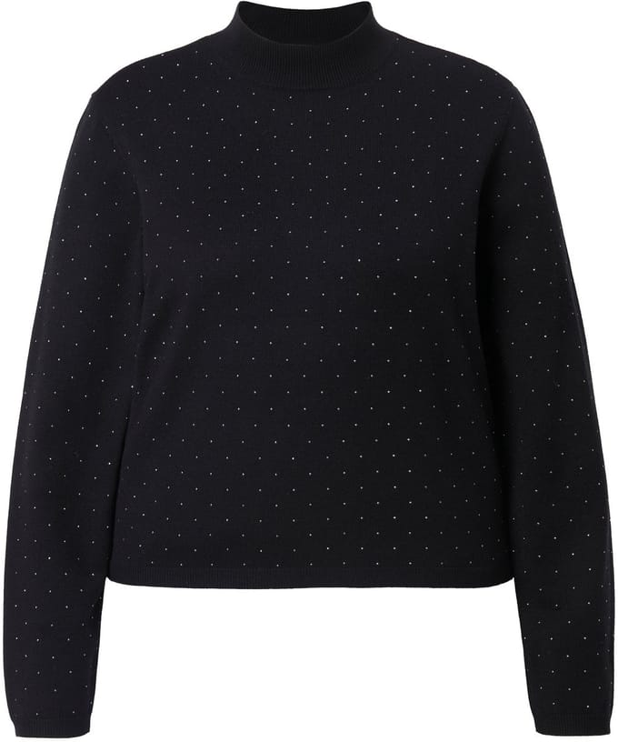 Studio Untold - Dames - Trui boxy model glittersteentjes - Zwart - Maat 54+