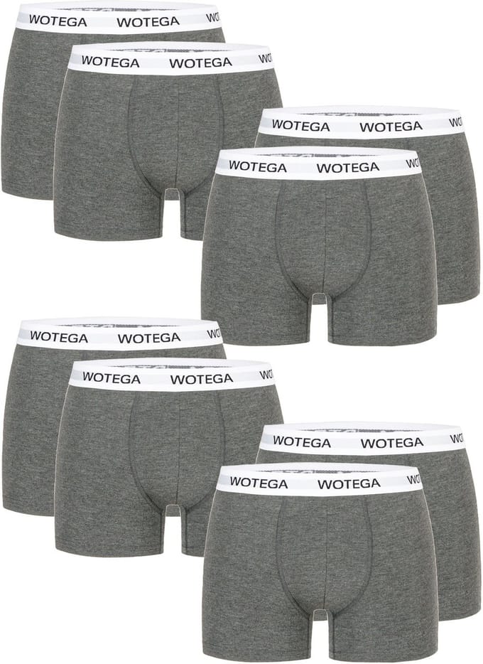 WOTEGA Heren Boxershort Joe – Slim Fit – Katoen Stretch – Grijs – 8-pack