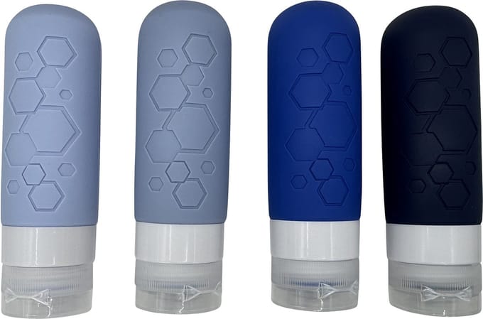Tu-Untangle Navulbare Reisflesjes 90ml – 4 Stuks – Siliconen Reisflacons – Lekvrij – Sky Blue