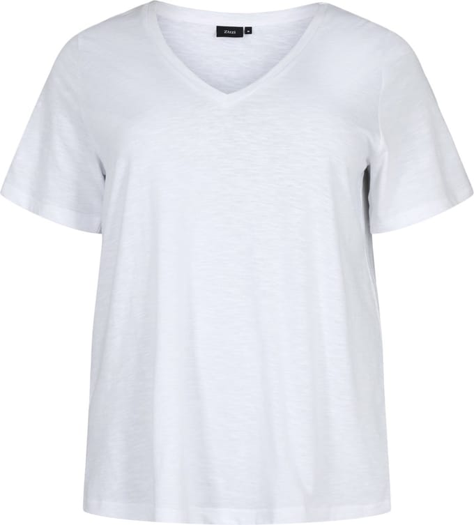 ZIZZI MBREA, S/S, STRAIGHT TEE Dames T-shirt - White - Maat S (42-44)
