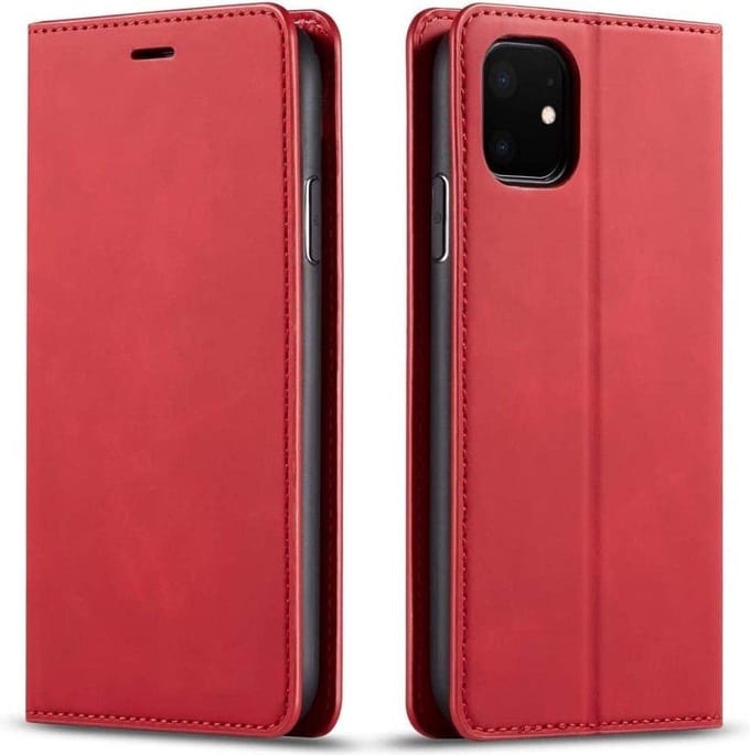 Geschikt voor Apple iPhone 12 Bookcase | Rood | Pasjeshouder | Portemonnee hoesje