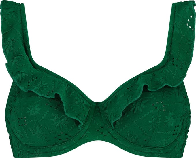 Beachlife Green Embroidery Dames Bikinitopje - Maat E44