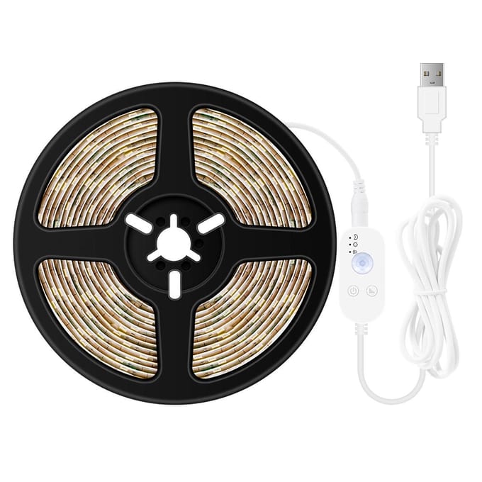 USB Dimbaar LED Strips Licht PIR Bewegingssensor 5m 300LEDs Touwlicht voor TV Computer Desktop 1m wit
