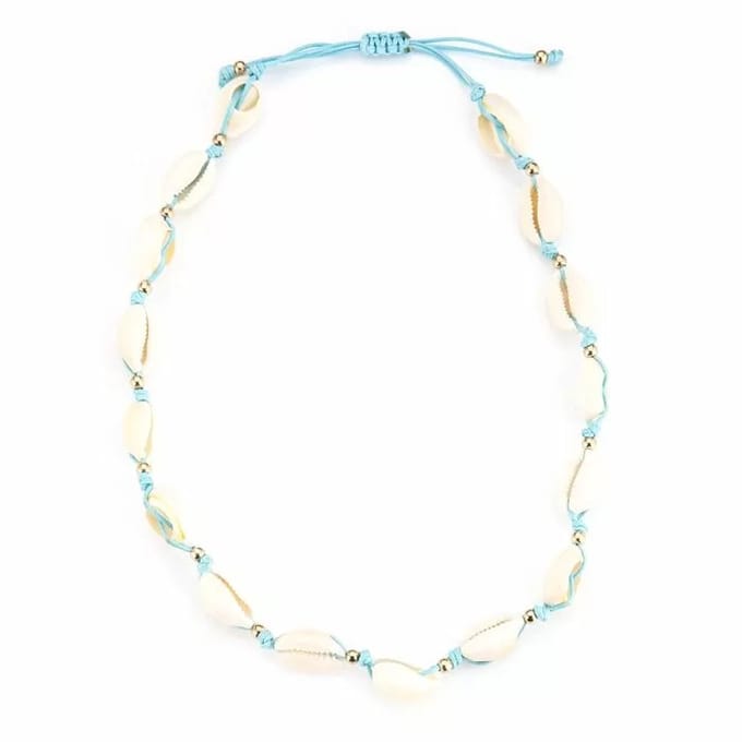 Bijoutheek Collier Schelpen Gold Balls Turquoise