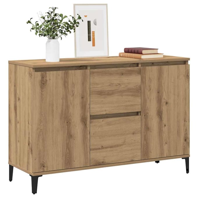 vidaXL - Dressoir - 102x35x70 - cm - bewerkt - hout - artisanaal - eikenkleurig