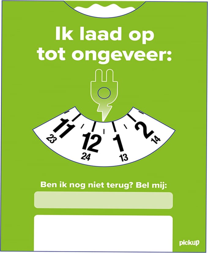 Pickup Parkeerschijf electrische auto opladen resterende laadtijd - 11x15 cm