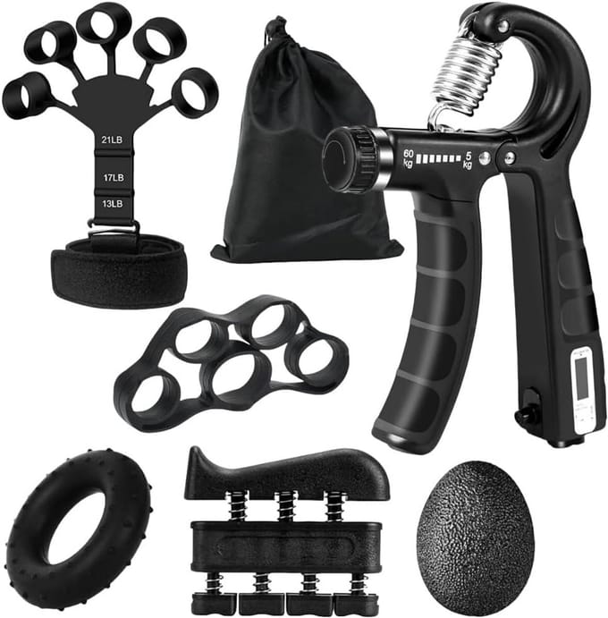 Set van 6 Verstelbare Handtrainers voor Vinger- en Gripkracht Oefeningen