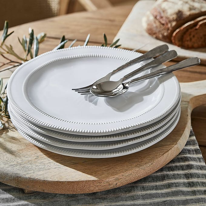 LOBERON Groot bord set van 4 Alentejo wit