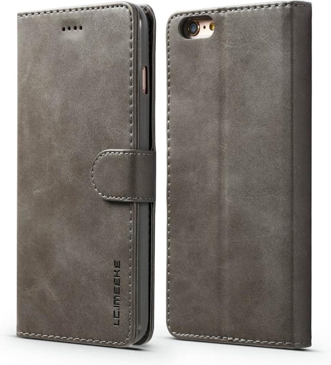 LC.IMEEKE Luxe Book Case - Geschikt voor iPhone 6 / iPhone 6s Hoesje - Grijs