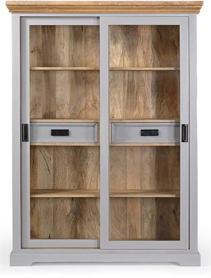 Alpinist-Highboard - 2 Glasdeuren 2-laden - Grijs